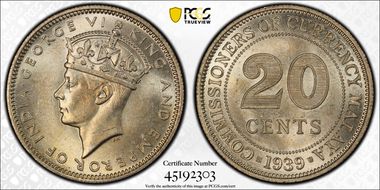 1939 20C KM-5  Ag MS65