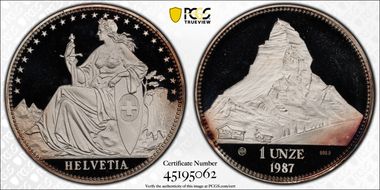 1987 AH Unze Matterhorn Ag PR67DCAM