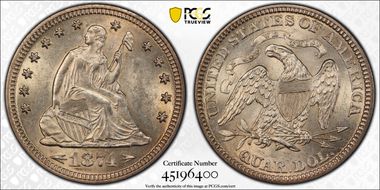 1874 25C Arrows MS61