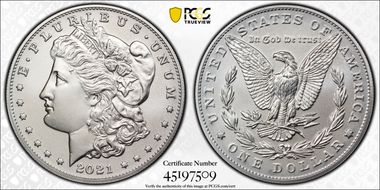 2021 $1 Morgan Dollar 100th Anniversary MS70