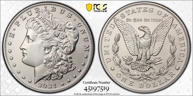 2021-CC Privy $1 Morgan Dollar 100th Anniversary MS70