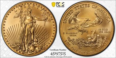 2011 $50 Eagle-25th Anniversary MS69