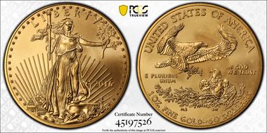 2016 $50 Gold Eagle 30th Anniversary MS69