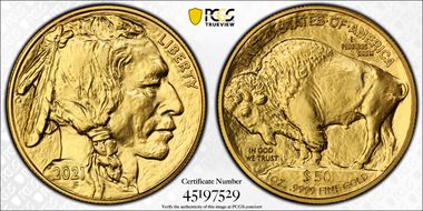 2021 $50 American Buffalo .9999 Fine Gold MS69