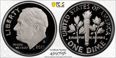 2021-S 10C Silver PR70DCAM