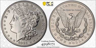 2021-D $1 Morgan Dollar 100th Anniversary MS70