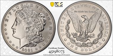 2021-D $1 Morgan Dollar 100th Anniversary MS69
