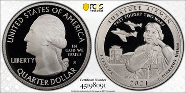 2021-S 25C Tuskegee Airmen NP- Silver PR69DCAM