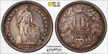 1887 B 1 Fr KM-24 Ag MS65