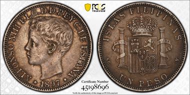 1897-SG V Peso Calico-122  Ag AU50