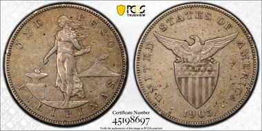 1905-S Peso Allen-16.06 Curved Serif XF40
