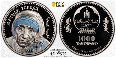 2022 1000 T Mother Teresa Ag High Relief PR69DCAM