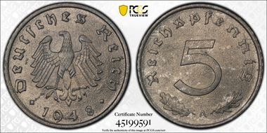 1948-A 5 Pfg J-374 MS64
