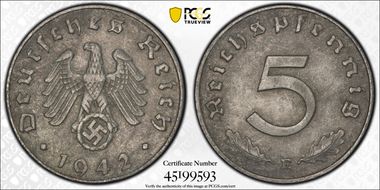 1942-E 5 Pfg J-370 AU55