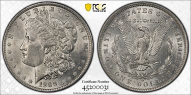 1888-O $1 VAM 21, Oval O AU58