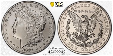 2021-CC Privy $1 Morgan Dollar 100th Anniversary MS69
