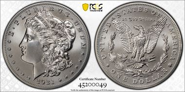 2021-O Privy $1 Morgan Dollar 100th Anniversary MS70