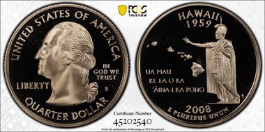 2008-S 25C Hawaii PR69DCAM