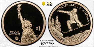 2022-S $1 American Innovation VT Snowboarding First Strike PR69DCAM