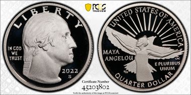 2022-S 25C Maya Angelou-Silver PR70DCAM