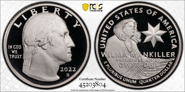 2022-S 25C Wilma Mankiller-Silver PR69DCAM
