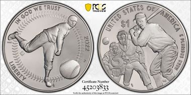 2022-P $1 Negro Leagues Baseball w/100 Privy PR70DCAM