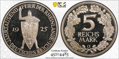 1925-G 5 Mk 1000 Years J-322 PR65DCAM