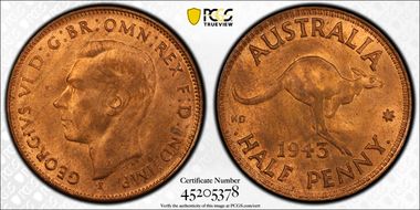 1943-I 1/2D MS64RD