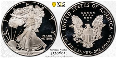 1987-S $1 Silver Eagle PR67DCAM