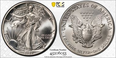 1989 $1 Silver Eagle MS68