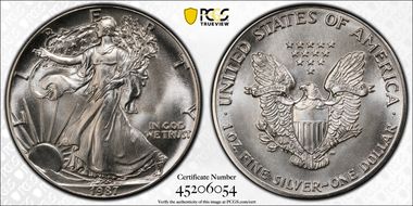 1987 $1 Silver Eagle MS66