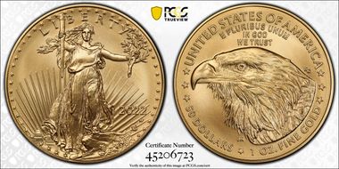 2022-W $50 Burnished Gold Eagle  First Strike SP70