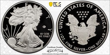 2020-W  $1 Silver Eagle - v75 Privy PR70DCAM