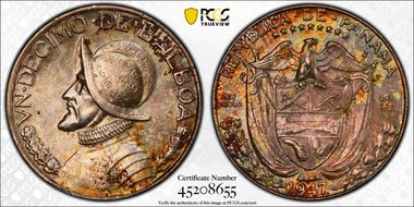 1947 1/10 B MS64