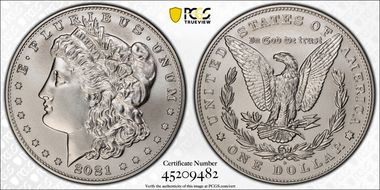 2021-D $1 Morgan Dollar 100th Anniversary MS69