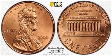 2000 1C "Cheerios" Cent MS67RD