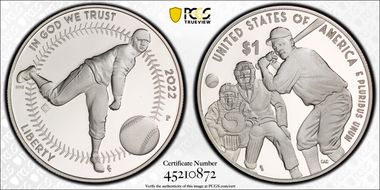 2022-P $1 Negro Leagues Baseball w/100 Privy PR69DCAM