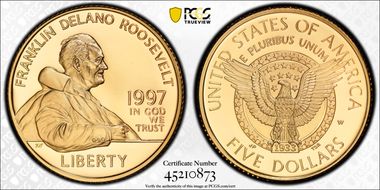 1997-W $5 F.D.R. PR69DCAM
