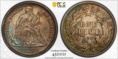 1875-CC 10C Mintmark Above Bow MS65