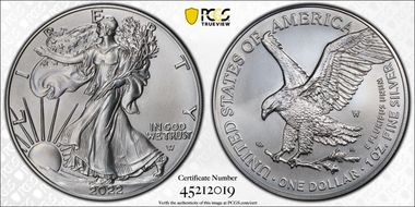 2022-W $1 Burnished Silver Eagle First Strike SP70