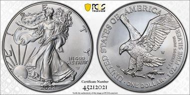 2022-W $1 Burnished Silver Eagle First Strike SP70