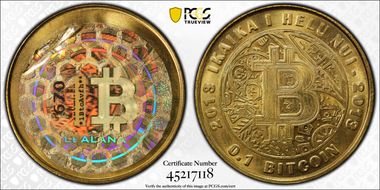 2013 .1 BTC Redeemed Lealana Brass Bitcoin MS65