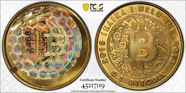 2013 .1 BTC Redeemed Lealana Brass Bitcoin MS64