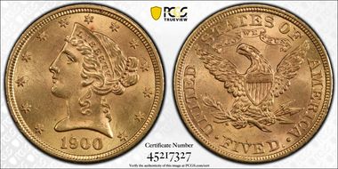1900 $5 MS63