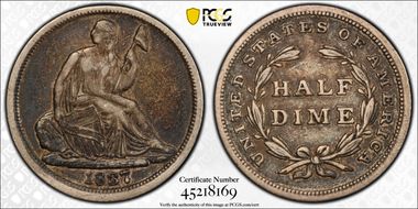 1837 H10C Seated, Small Date VF35
