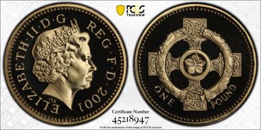 2001 £1 S-J16 N. Irish Ni-Brass PR69DCAM