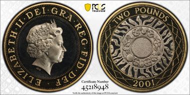 2001 £2 S-K9 Iron Age PR69DCAM