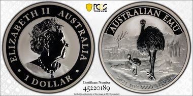 2021-P $1 Australian Emu MS70