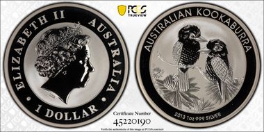 2013-P $1 Kookaburra Ag MS70