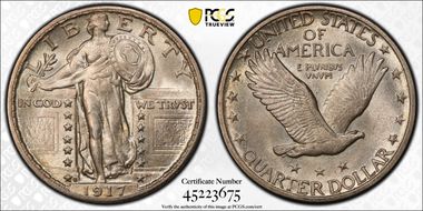 1917-D 25C Type 2 MS63